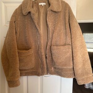 Women's Tan Sherpa Jacket- size L